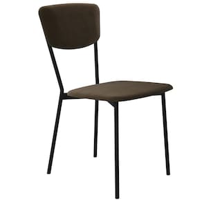 Cadeira Estofada Para Sala De Jantar Village Preto C01 Veludo Marrom Sand - Lyam Decor