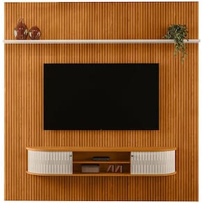 Home Suspenso Para Tv 75 Polegadas 2 Portas Jaguar Cinamomo/off White