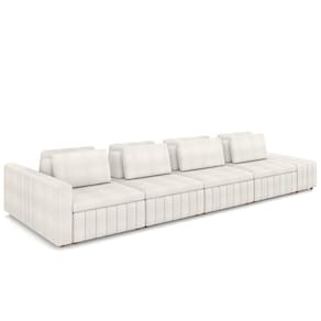 Sofá Ilha E Puff Sala Living 465cm Siesta M22 Boucle Bege Claro - Mpozenato