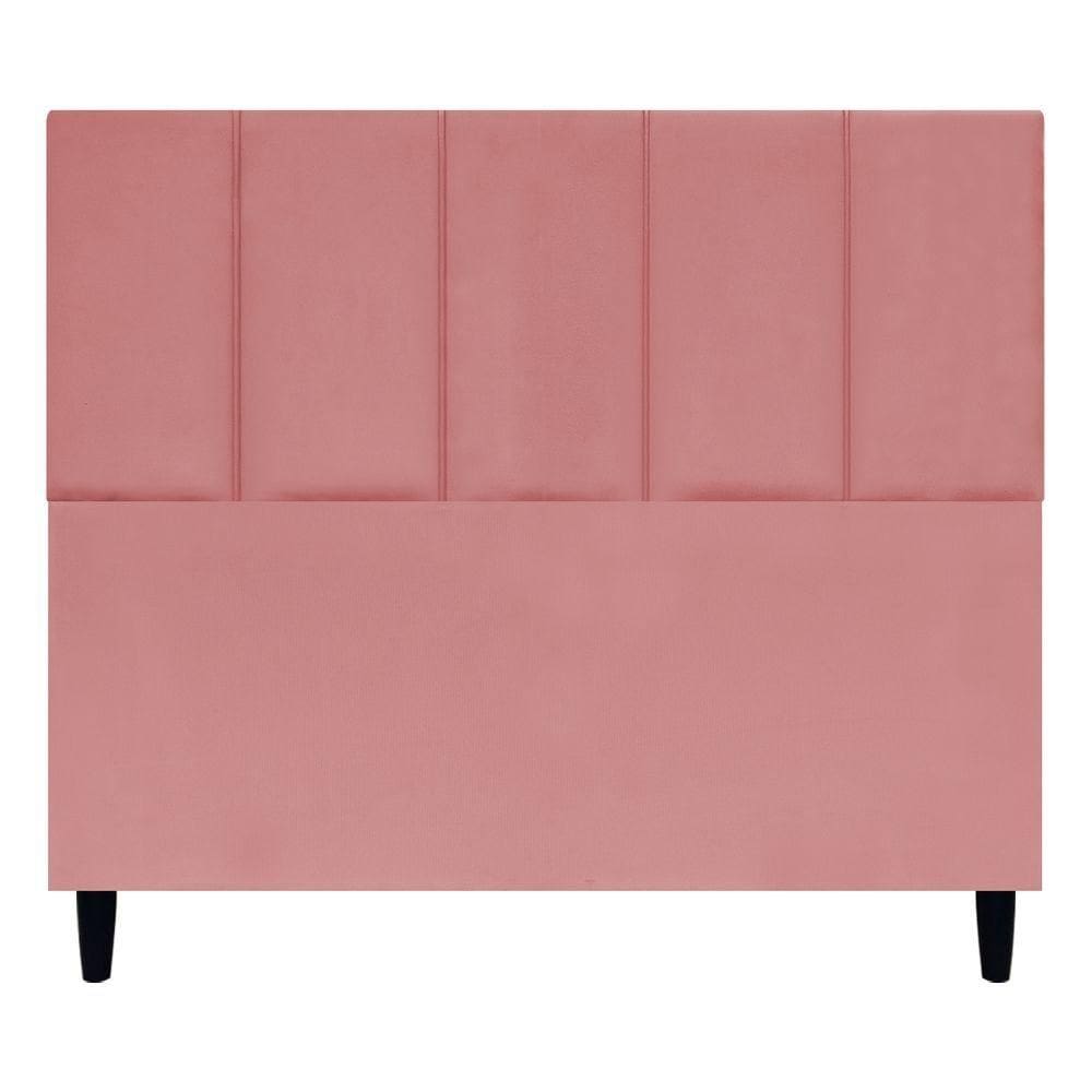 Cabeceira Estofada Para Cama Box Casal 140 Cm Classic Suede Rosê Suede