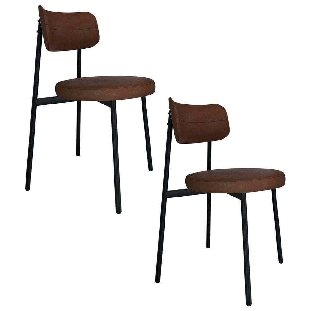 Cadeira De Jantar Estofada Kit 2 Nyka M25 Sintético Whisky - Mpozenato