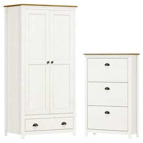 Armario 2 Pt Sapateira 3 Gv Madeira Maciça Branco Freijo Milani Store