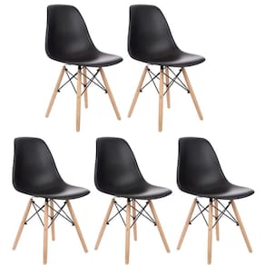 Kit 5 Cadeiras Charles Eames Preta para Sala de Jantar e Decoração