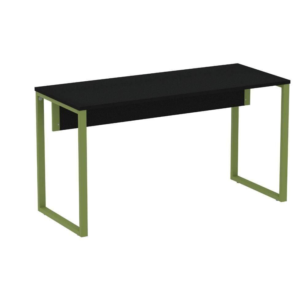 Mesa Escritório P25 Tub Pandin 120 Cm (larg) Tampo Mdp Preto Pé Aço Tubular Verde Mirô