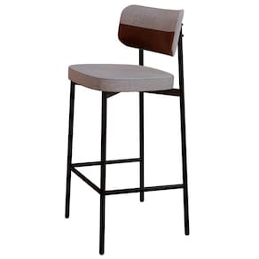 Banqueta Alta Bar Estofada Ella M25 Linho Cinza Cl/whisky - Mpozenato