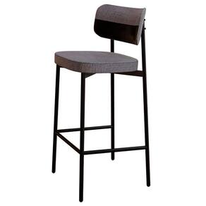 Banqueta Alta Bar Estofada Ella M25 Linho Cinza/preto - Mpozenato