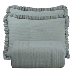 Kit Cobre Leito Colcha Bello Casal Dupla Face 3 Peças Cinza 100% Poliéster