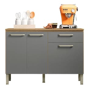 Balcão De Cozinha Com Tampo 120cm Louis Z06 Freijó/gris - Mpozenato