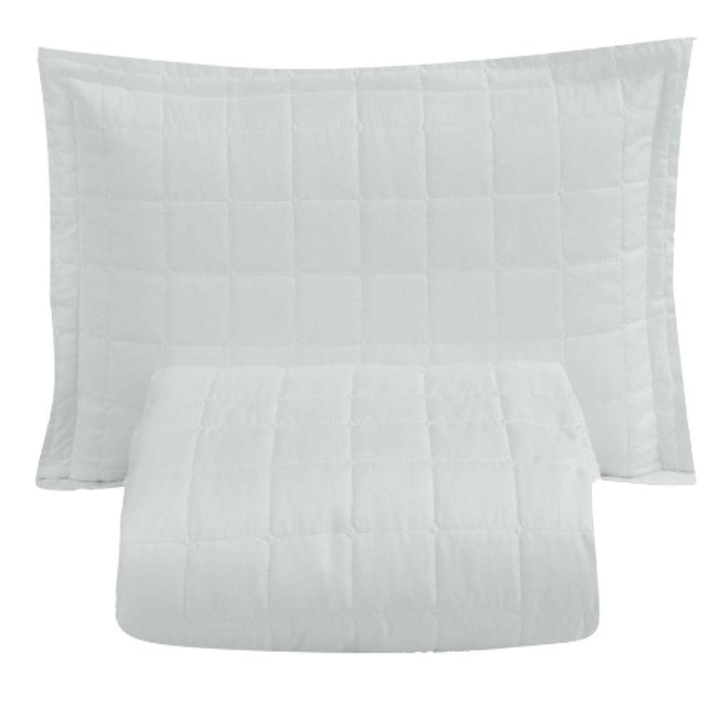 Kit Cobre Leito Colcha Monaco Solteiro Dupla Face 2 Peças Branco 100% Poliéster