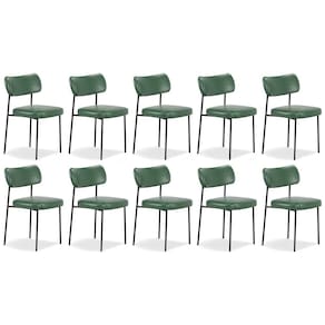 Cadeira De Jantar Estofada Kit 10 Milli A14 Sintético Verde Musgo - Mpozenato