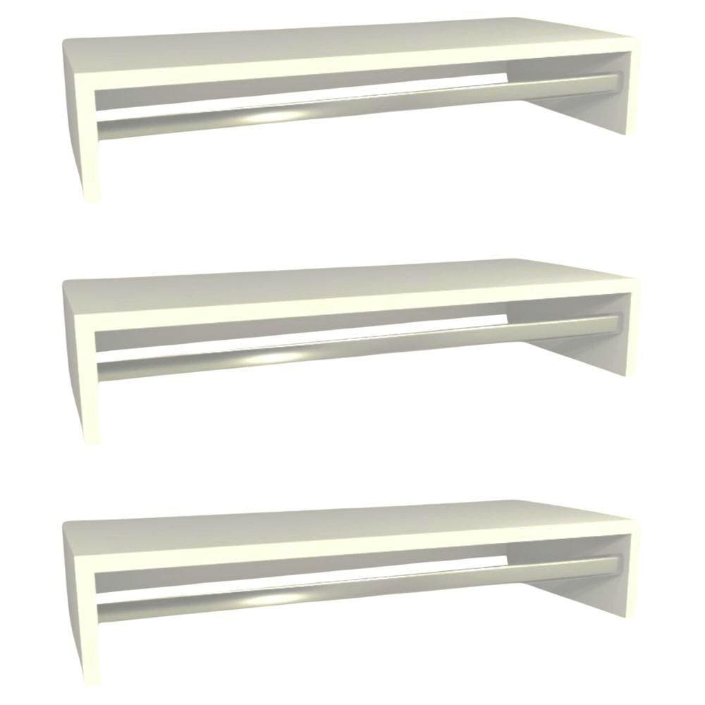 Kit 3 Cabideiro De Parede Suspenso 80x25x11,5 Branco