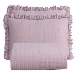 Kit Cobre Leito Colcha Bello Casal Dupla Face 3 Peças Rosê 100% Poliéster