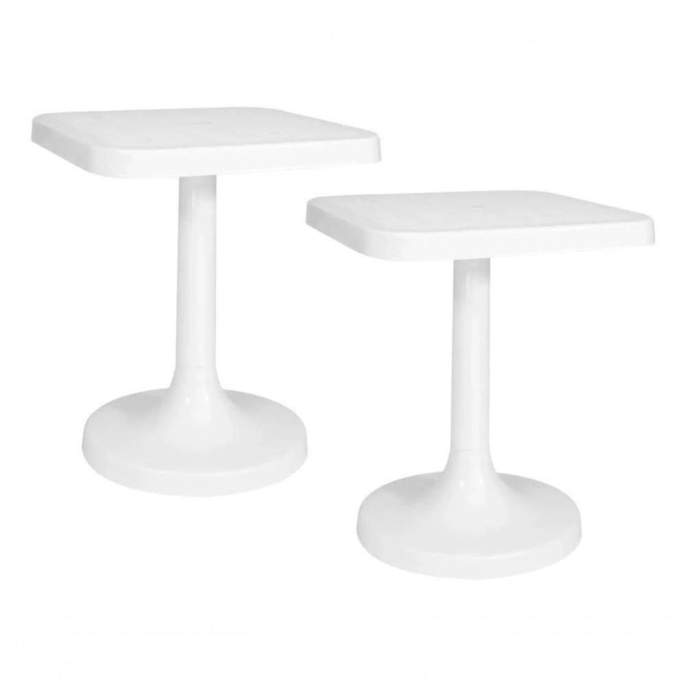 Kit 2 Mesa Quadrada Gardenlife Iguazu Desmontável Bar Branca