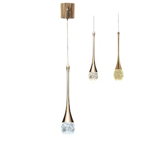 Lustre Pendente Cristal Gota 3 em 1 Iluminaçao Casa Sala de Estar Quarto Cabeceira Moderno Ambiente Luxo Residencial Comercial
