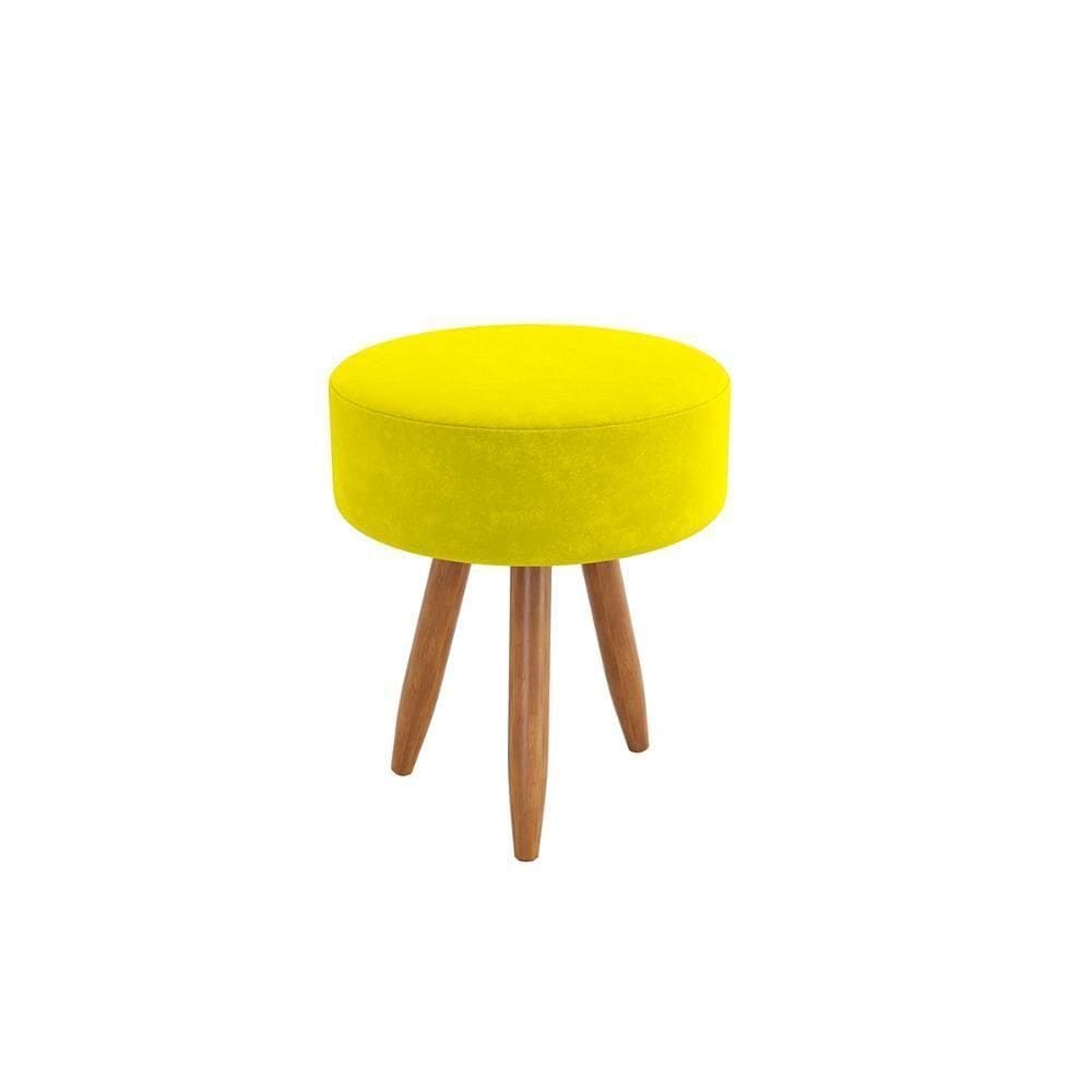 Puff Redondo Decorativo Sala Escritório Estética Luxo Amarelo