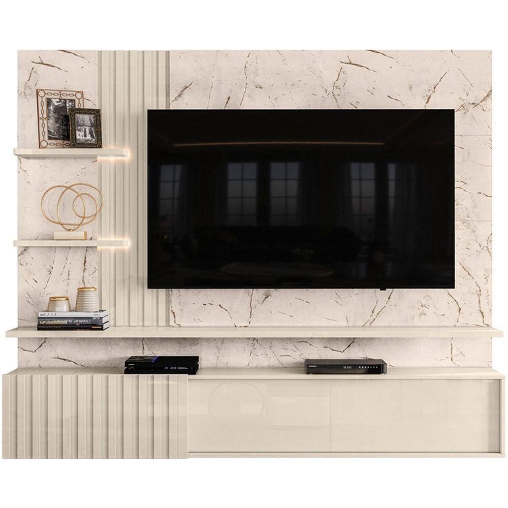Painel Suspenso Para Tv 65 Polegadas Com 3 Portas Atenis Calacata/off White