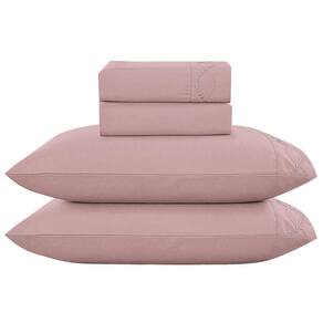 Jogo Cama Lençol Casa Scarpa Merit Queen Bordado Coroa De Louros Percal 300 Fios 4 Peças - Roxo Malva