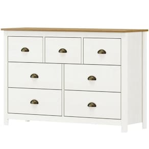 Comoda 7 Gavetas Madeira Maciça 125 Cm 9174 Branco Freijo Milani Store
