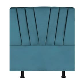 Cabeceira Casal Box De Cama Estofada 140 Cm Lile Suede azul Turquesa