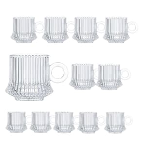 Jogo 12 XícarasDe Café Caneca Vidro Robusta Lines 85ml Em Casa Tem