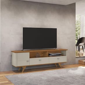 Rack Para Tv Até 70 Polegadas Com 1 Porta E 2 Gavetas Multimóveis Cr45290 Off White Naturalle