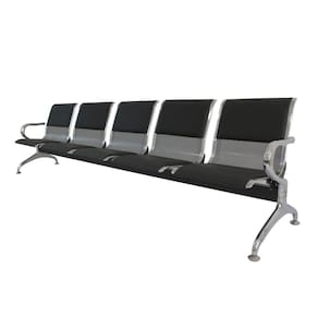 Longarina Estofada 5 Lug Nr-17 Dubai Fratini 281 (larg) Cm Aço Cromado Pintura Cinza C- Braços