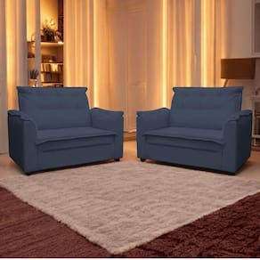 Kit 02 Sofás 2 Lugares Namoradeira Marrocos 1,40m Sala De Tv Estar Recepção Suede Azul Marinho Mabe Magazine