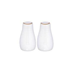 Saleiro E Pimenteiro Em Porcelana Royal Branco Com 2 Peças Haüskraft