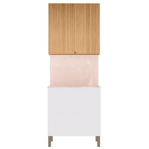 Armário De Cozinha Aéreo E Balcão 80cm Minsk Z06 Branco/freijó - Mpozenato