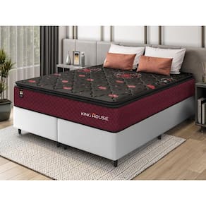 Conjunto Cama Box c/ Molas Ensacadas Toronto Vermelho King 193x203x66