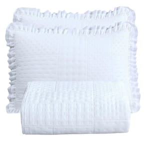 Kit Cobre Leito Colcha Bello Queen Dupla Face 3 Peças Branco 100% Poliéster