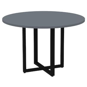 Mesa De Reunião Redonda P25 Pandin 110 Cm (largura) Tampo Mdp Grafito Pé Aço Tubular Preto
