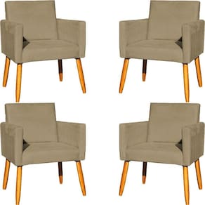 Kit 4 Poltrona Para Sala Recepção Consultório Cadeira Nina Pés Palito Nude Suede