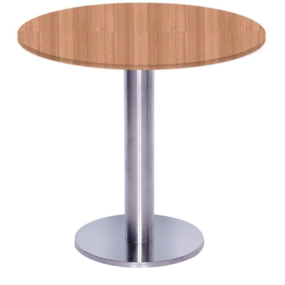 Mesa Beta Big Inox 75 Cm (alt) Disco Redondo Tampo Mdp Redondo 60 Cm (larg) X 2,50 Cm (alt) Noce Naturalle