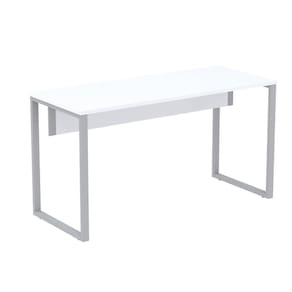 Mesa Escritório P25 Tub Pandin 120 Cm (larg) Tampo Mdp Branco Pé Aço Tubular Cinza
