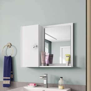 Espelheira Para Banheiro Com 1 Porta 57,2cm Multimóveis Cr10127 Branco