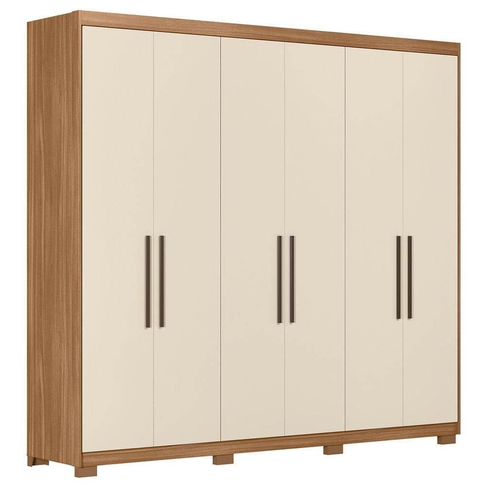 Guarda Roupa Casal 241cm 6 Portas Vanny D02 Amêndola/off - Mpozenato