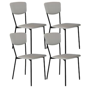 Kit 04 Cadeira Para Sala De Jantar Village Preto C01 Courino Off White - Lyam Decor
