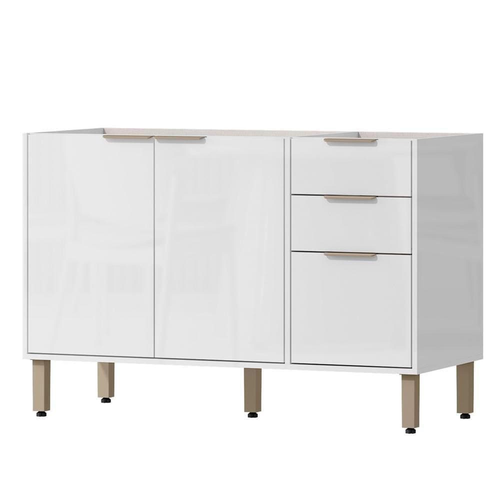 Balcao Pia Sem Tampo 120 Cm Glor Bgl02 Branco Neve Mxm