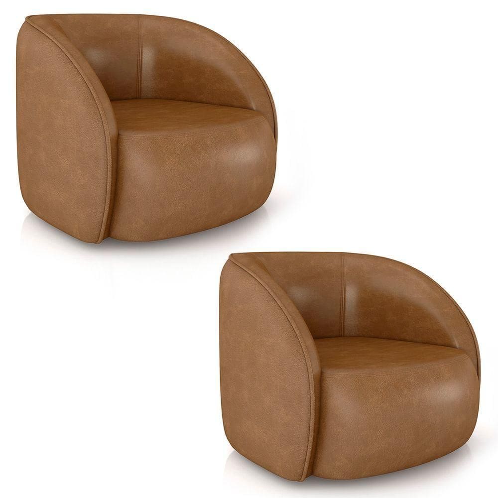 Poltrona Para Sala Orgânica Kit 2 Zion M22 Sintético Caramelo - Mpozenato
