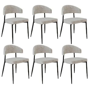 Cadeira De Jantar Estofada Kit 6 Chloe M25 Linho Lautrec Off - Mpozenato