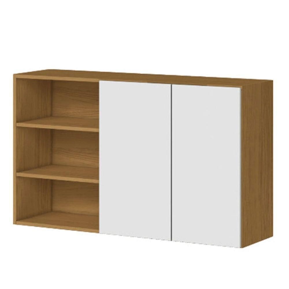 Armário Aéreo 100% Mdf 2 Portas Com Nicho 120cm Luna Atacama/branco