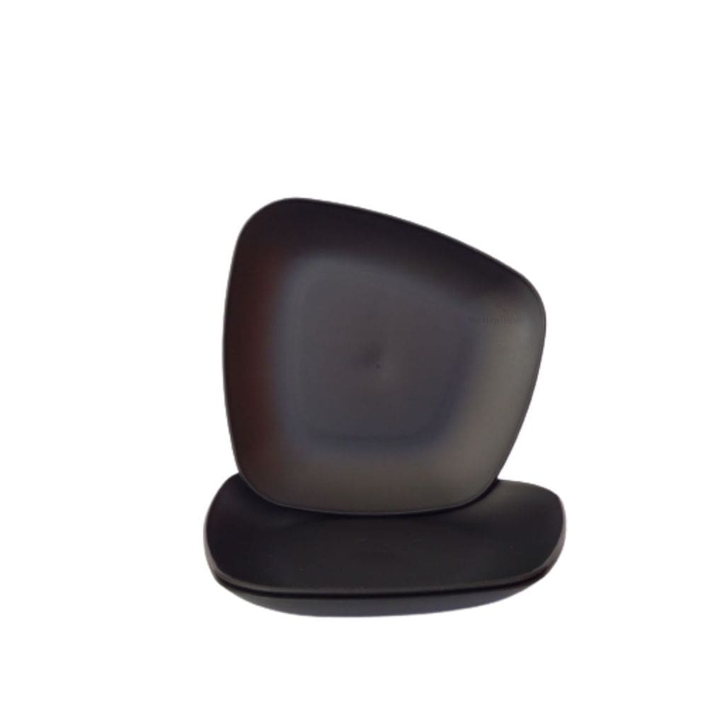 Kit 03 Pratos Plastico Duro Resistente Sobremesa Preto
