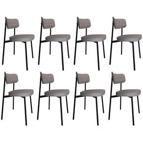 Cadeira De Jantar Estofada Kit 8 Ella M25 Linho Cinza Cl - Mpozenato