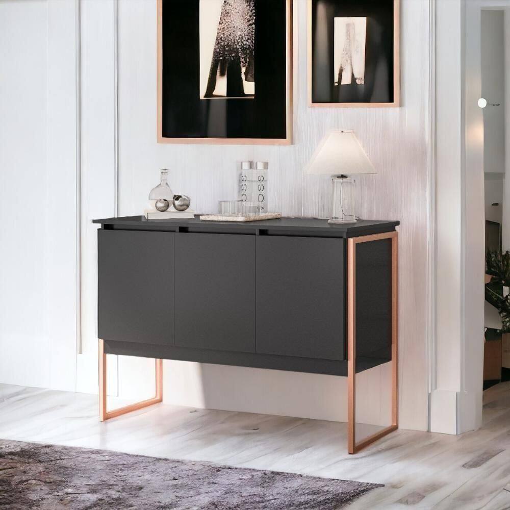 Buffet Elegante 3 Portas Londres Preto E Cobre