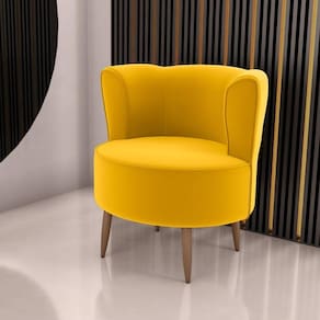 Poltrona Para Sala De Recepção Bela Veludo Amarelo