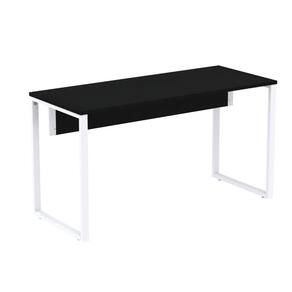 Mesa Escritório P25 Tub Pandin 120 Cm (larg) Tampo Mdp Preto Pé Aço Tubular Branco