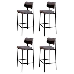 Banqueta Alta Bar Estofada Kit 4 Ella M25 Linho Cinza-preto - Mpozenato