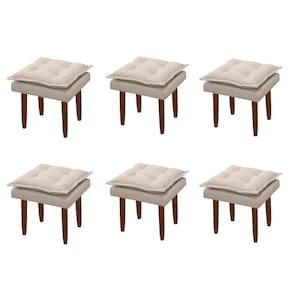 Kit 06 Puff Maria Para Sala De Tv E Estar Quarto Confortável Suede Bege Mabe Magazine