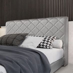 Cabeceira Cama Box King 1,93m Estofada Capri Linho Cinza